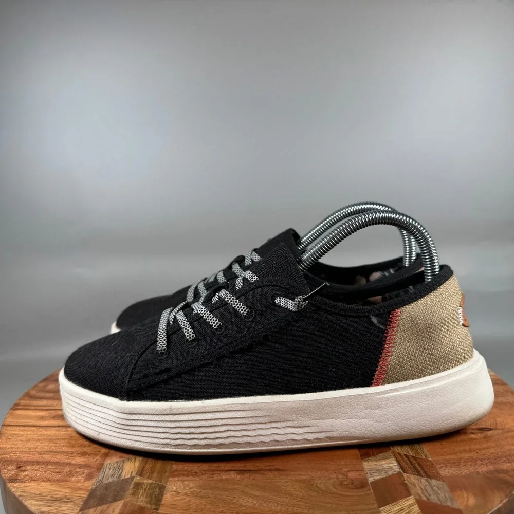 Hey Dude Cody W Craft Black Canvas Platform Slip On Sneakers Womens 8 40600-001